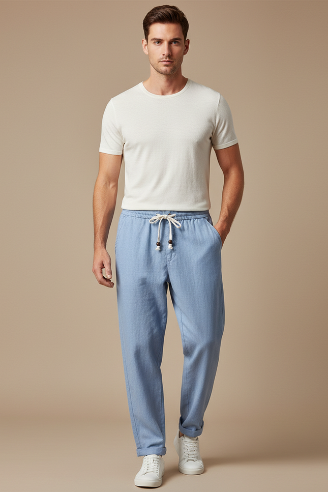 Pantalon Fluide Bleu Jean - Lin