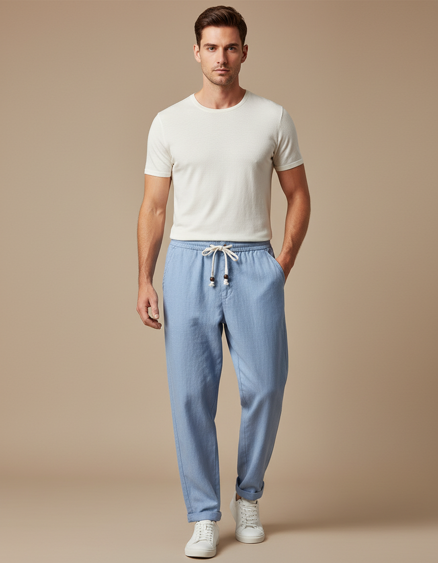Pantalon Fluide Bleu Jean - Lin