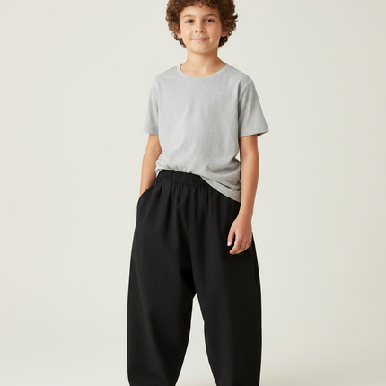 Pantalon Fluide Noir Ample Coton Enfants Unisexe
