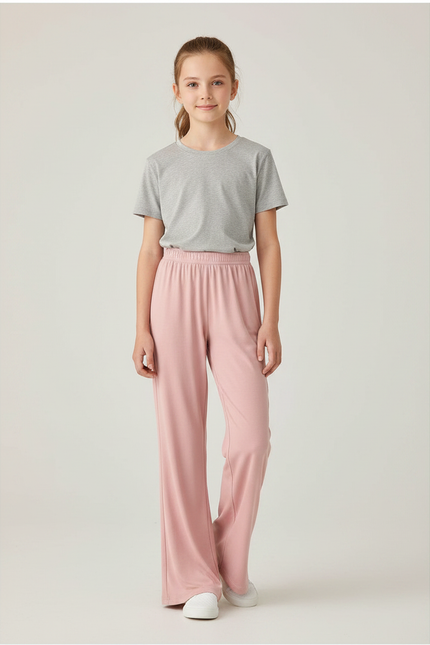 Pantalon Fluide Rose Ample Décontracté Fille - Viscose