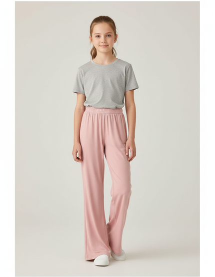 Pantalon Fluide Rose Ample Décontracté Fille - Viscose