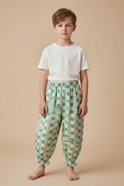 Pantalon Fluide Imprimé Fleuri Ample Léger Enfant - Multicolore Viscose