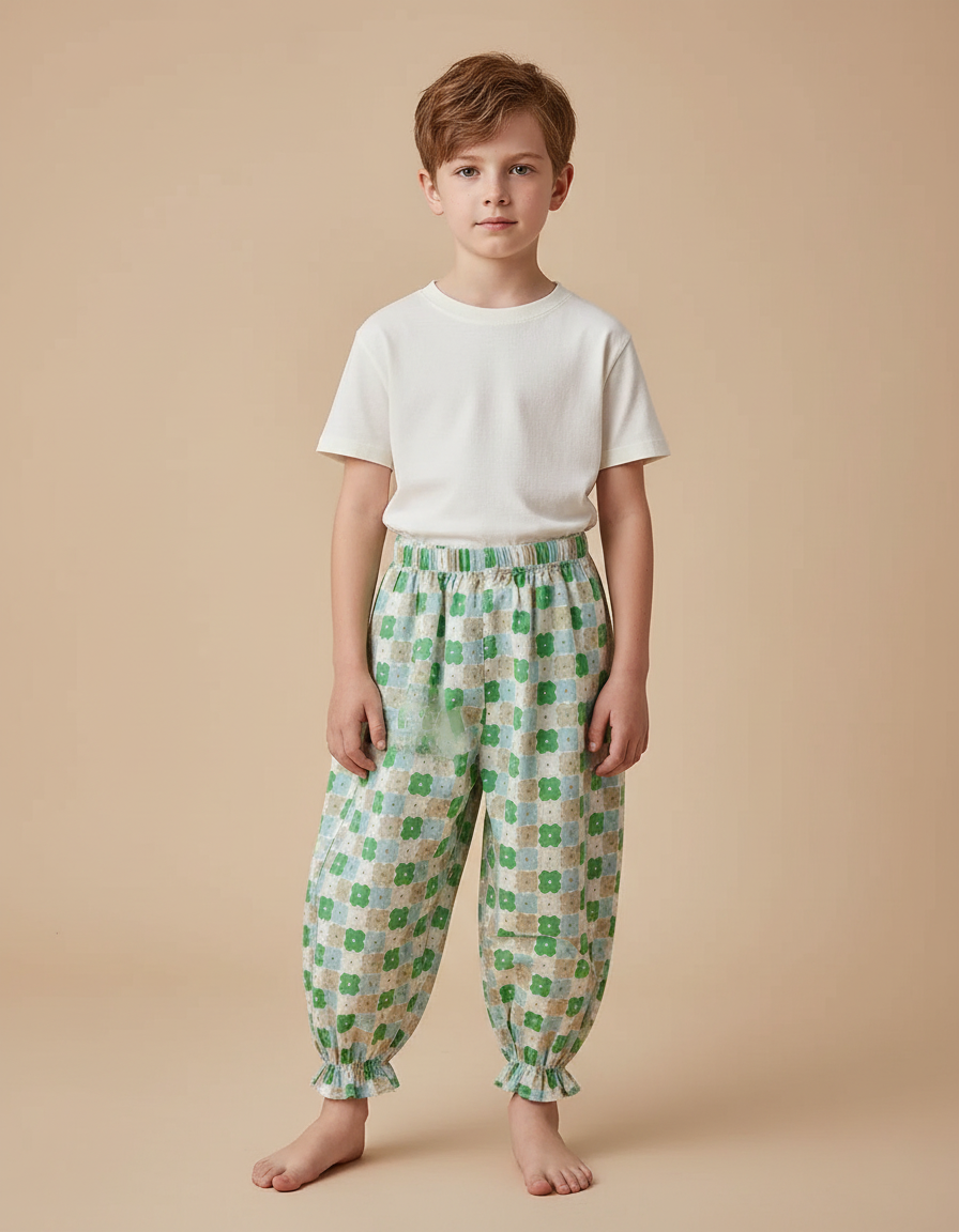 Pantalon Fluide Imprimé Fleuri Ample Léger Enfant - Multicolore Viscose