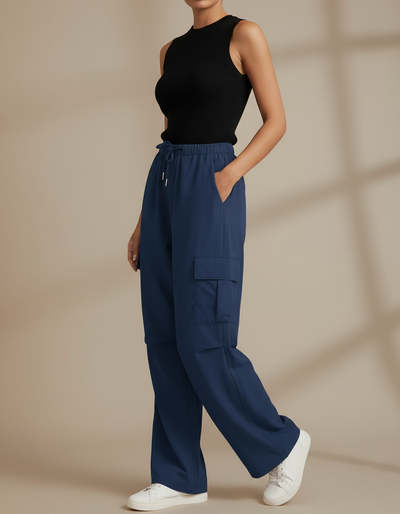 Pantalon Fluide Femme Bleu Marine