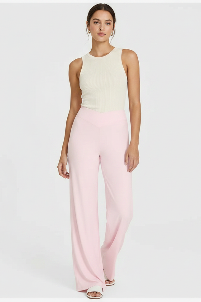 Pantalon Fluide Rose Ample Décontracté Yoga Femme - Viscose