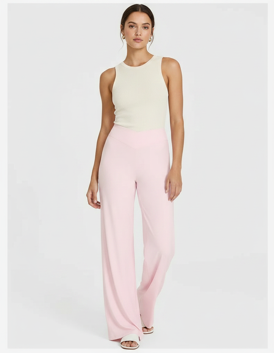Pantalon Fluide Rose Ample Décontracté Yoga Femme - Viscose