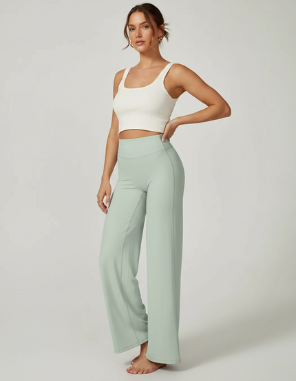 Pantalon Fluide Vert Ample Décontracté Yoga Confortable - Polyester
