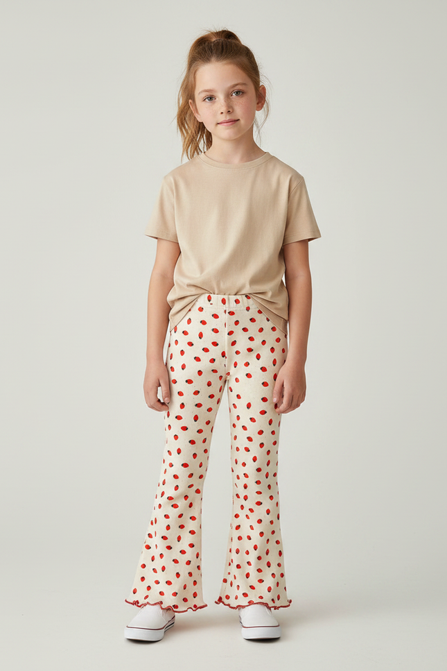 Pantalon Fluide Évasé Imprimé Fraises Enfant - Molleton