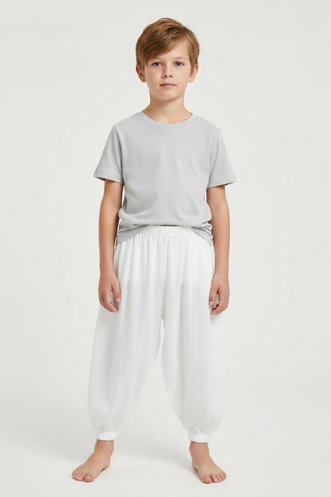 Pantalon Fluide Blanc Ample Coton Enfant