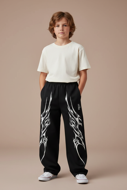 Pantalon Fluide Imprimé Noir - Molleton