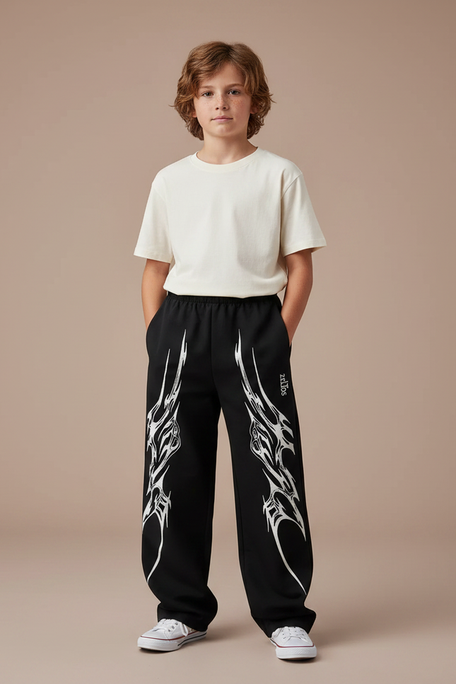Pantalon Fluide Imprimé Noir - Molleton