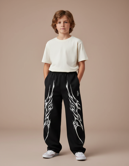 Pantalon Fluide Imprimé Noir - Molleton