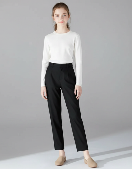 Pantalon Fluide Noir Droit Élégant Taille Haute - Viscose
