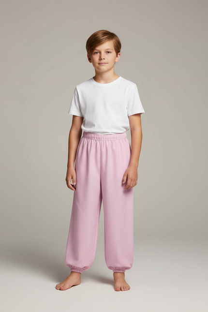 Pantalon Fluide Rose Ample Coton Élastique Enfant - Molleton