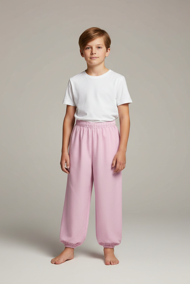 Pantalon Fluide Rose Ample Coton Élastique Enfant - Molleton