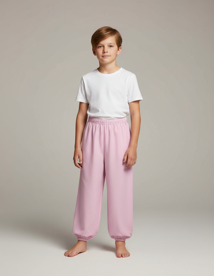 Pantalon Fluide Rose Ample Coton Élastique Enfant - Molleton