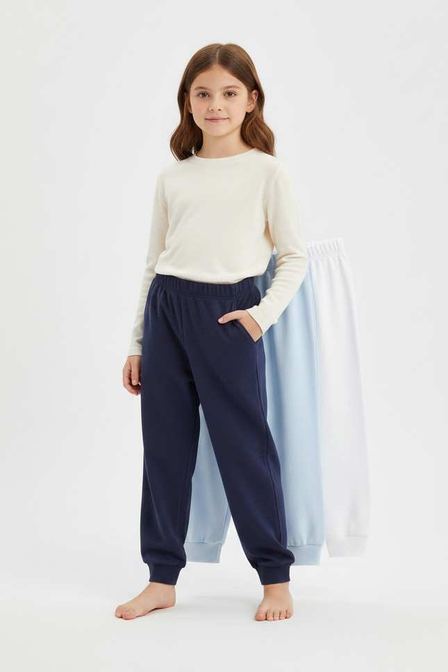 Pantalon Fluide Bleu Marine Coton Ample Enfant - Molleton