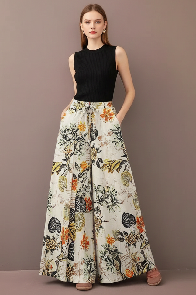 Pantalon Fluide Jungle - Imprimé Viscose