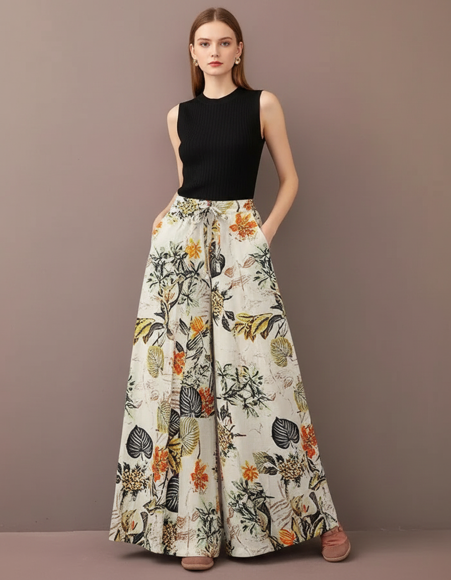 Pantalon Fluide Jungle - Imprimé Viscose