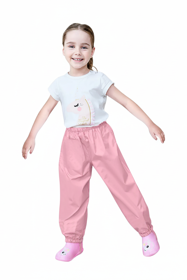 Pantalon Fluide Rose Imperméable Coupe-Vent Enfant - Polyester