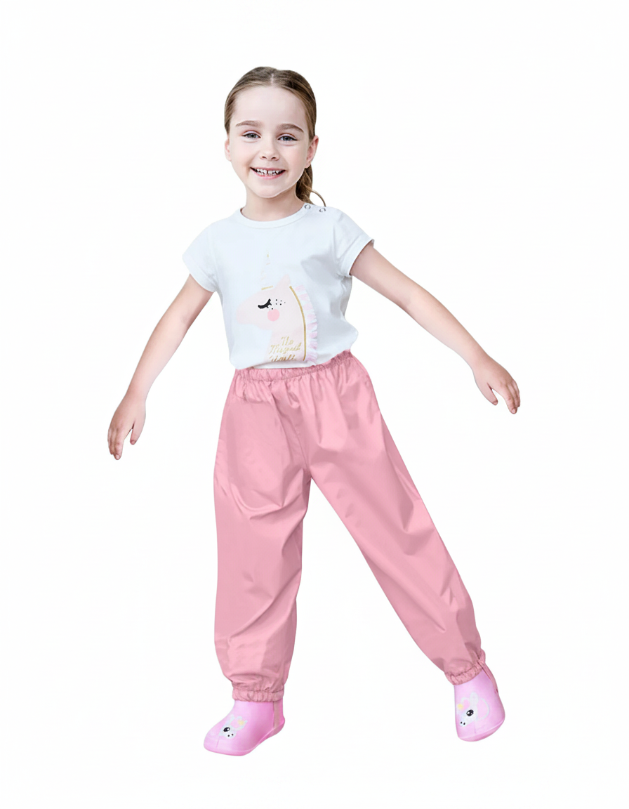Pantalon Fluide Rose Imperméable Coupe-Vent Enfant - Polyester