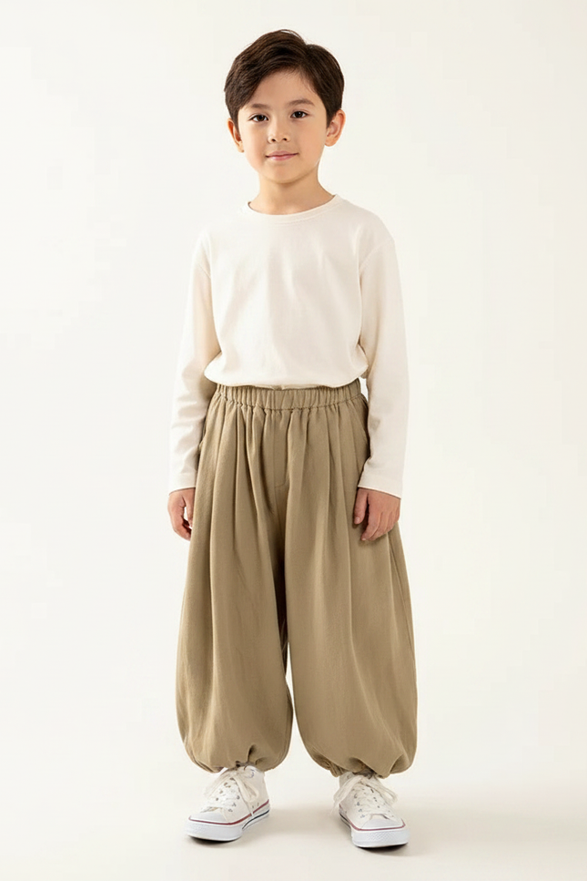 Pantalon Fluide Kaki Ample Coton Enfant