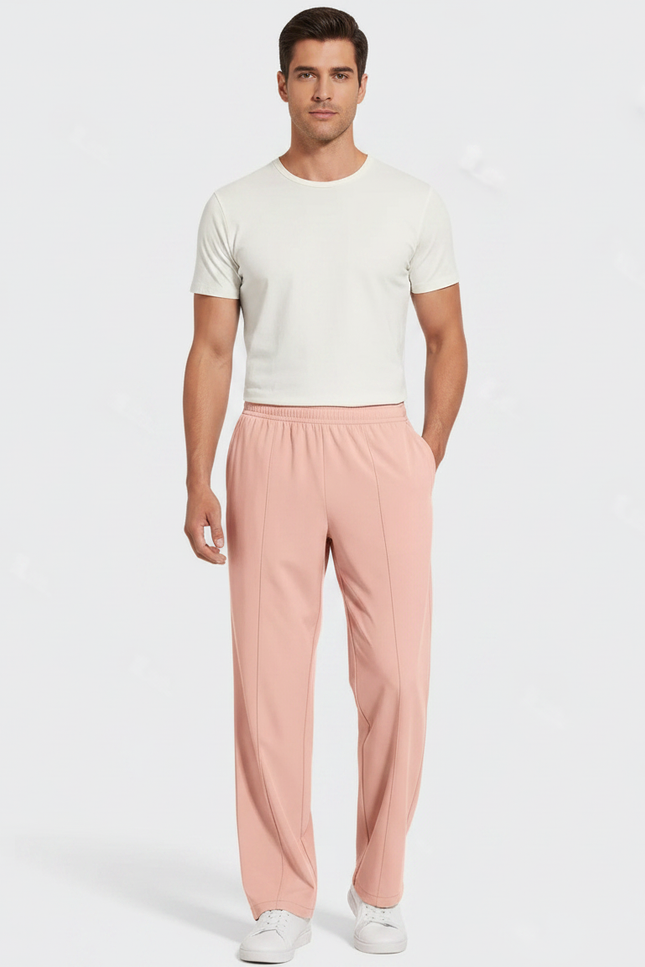 Pantalon Fluide Rose Droit Décontracté Homme - Polyester