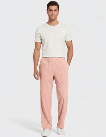 Pantalon Fluide Rose Droit Décontracté Homme - Polyester