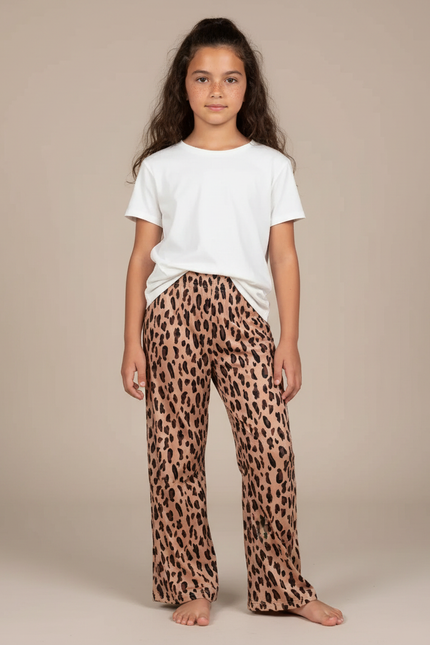 Pantalon Fluide Léopard Ample Confortable Enfant - Imprimé Satin