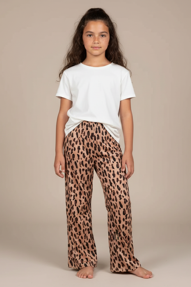 Pantalon Fluide Léopard Ample Confortable Enfant - Imprimé Satin