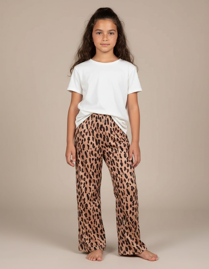 Pantalon Fluide Léopard Ample Confortable Enfant - Imprimé Satin