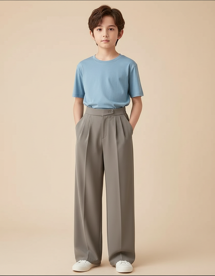 Pantalon Fluide Garçon Gris Palazzo - Polyester