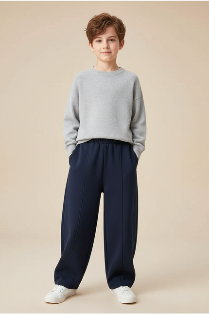 Pantalon Fluide Bleu Marine Ample Coton Enfant - Molleton