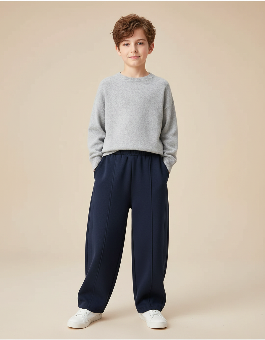 Pantalon Fluide Bleu Marine Ample Coton Enfant - Molleton
