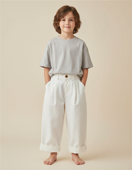 Pantalon Fluide Blanc Ample Décontracté Coton Enfants