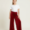 Pantalon Fluide Velours Rouge Ample Fille