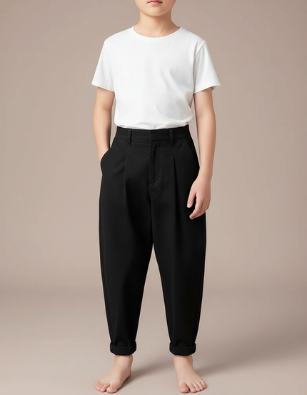 Pantalon Fluide Noir Ample Plissé Confortable Enfant - Polyester