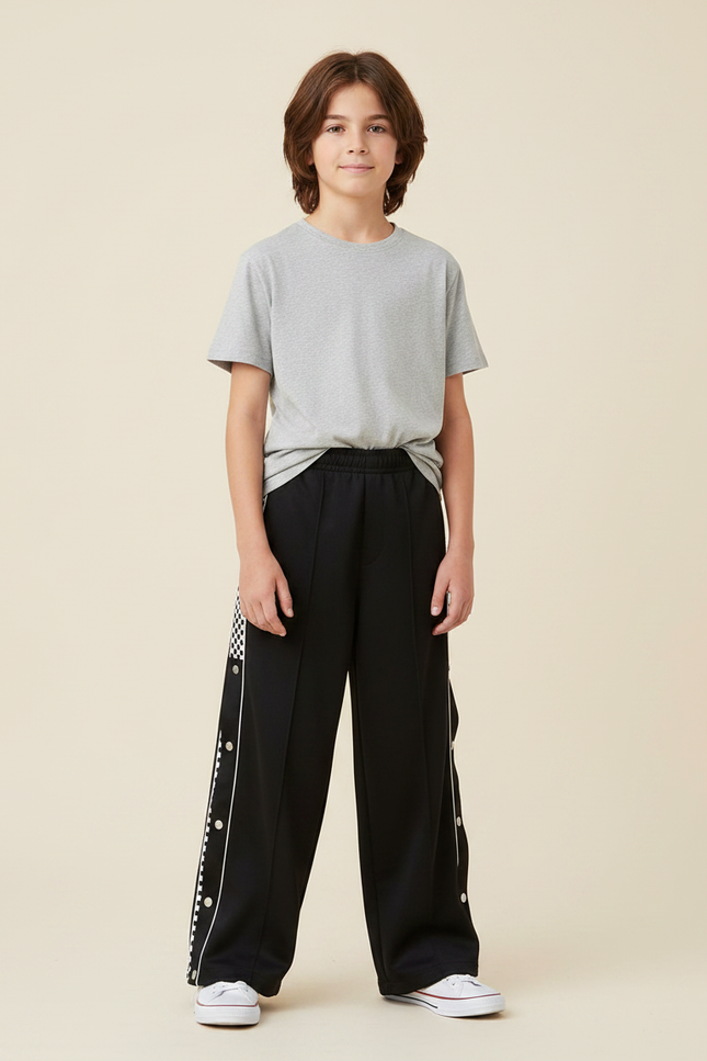Pantalon Fluide Ouvert Sur Le Cote - Noir Polyester