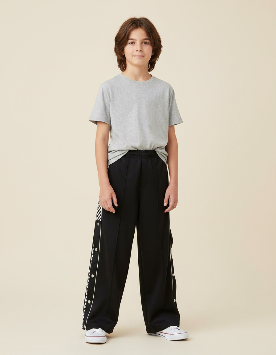 Pantalon Fluide Ouvert Sur Le Cote - Noir Polyester