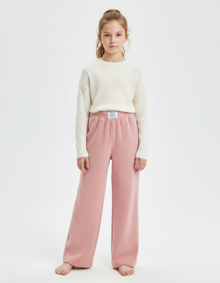 Pantalon Fluide Rose Ample Chaud Enfant Hiver - Molleton