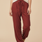 Pantalon Fluide Rouge Brique Cordon Décontracté Femme - Bordeaux Viscose