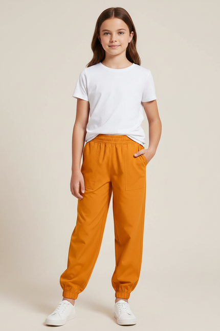 Pantalon Fluide Orange Ample Sport Jogger Enfant - Polyester