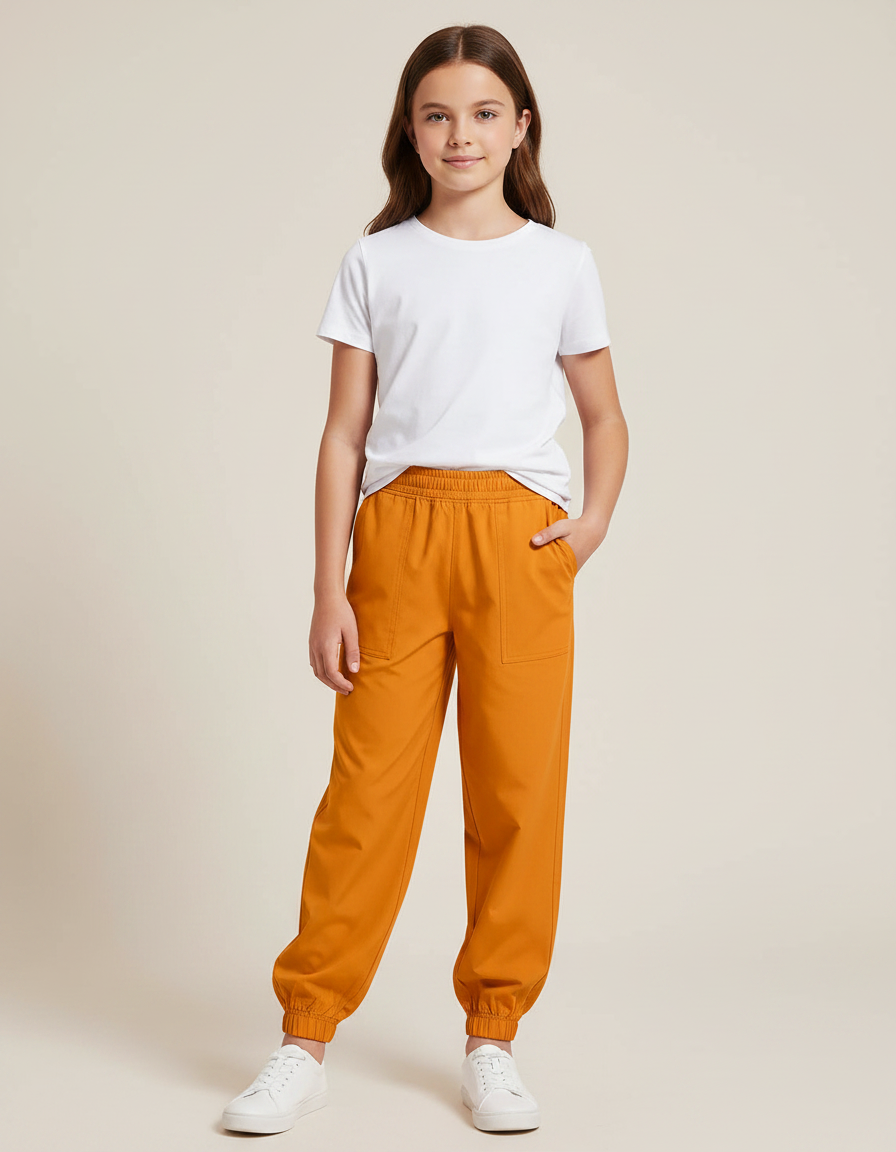 Pantalon Fluide Orange Ample Sport Jogger Enfant - Polyester
