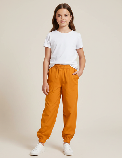 Pantalon Fluide Orange Ample Sport Jogger Enfant - Polyester