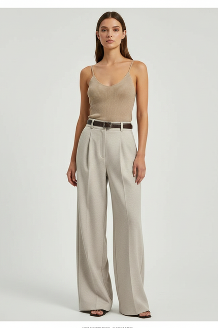 Pantalon Fluide Creme - Beige Maille