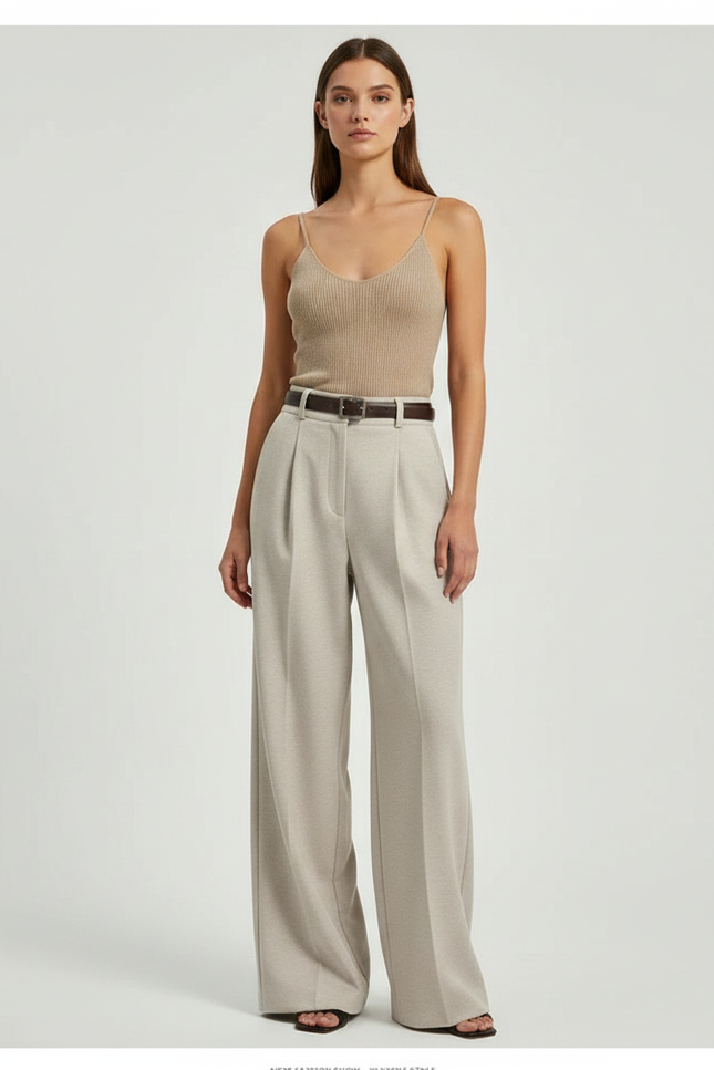 Pantalon Fluide Creme - Beige Maille