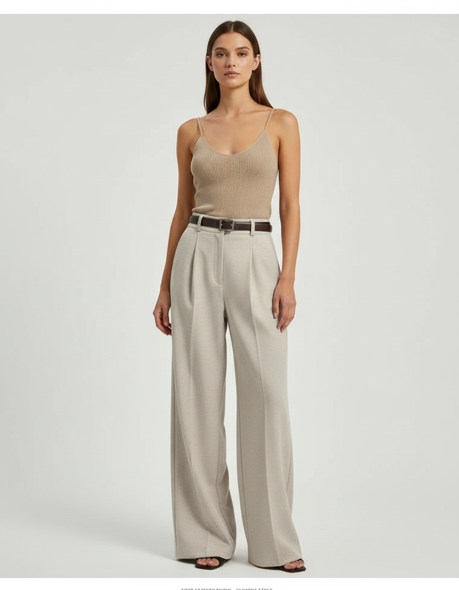 Pantalon Fluide Creme - Beige Maille