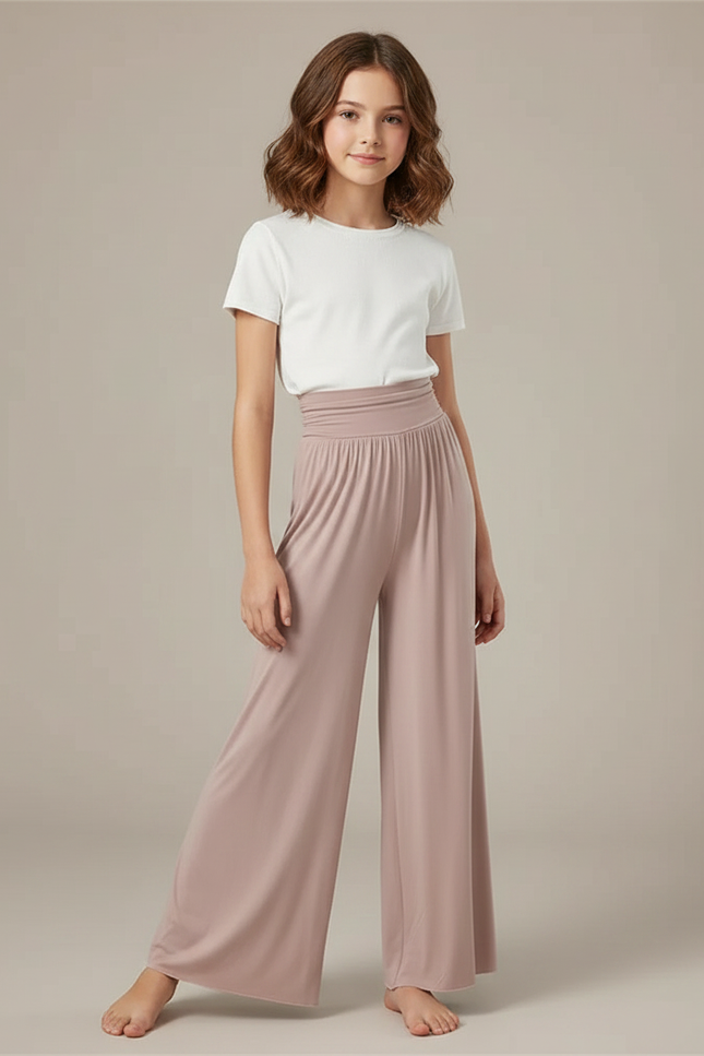 Pantalon Fluide Rose Ample Taille Haute Confortable - Viscose