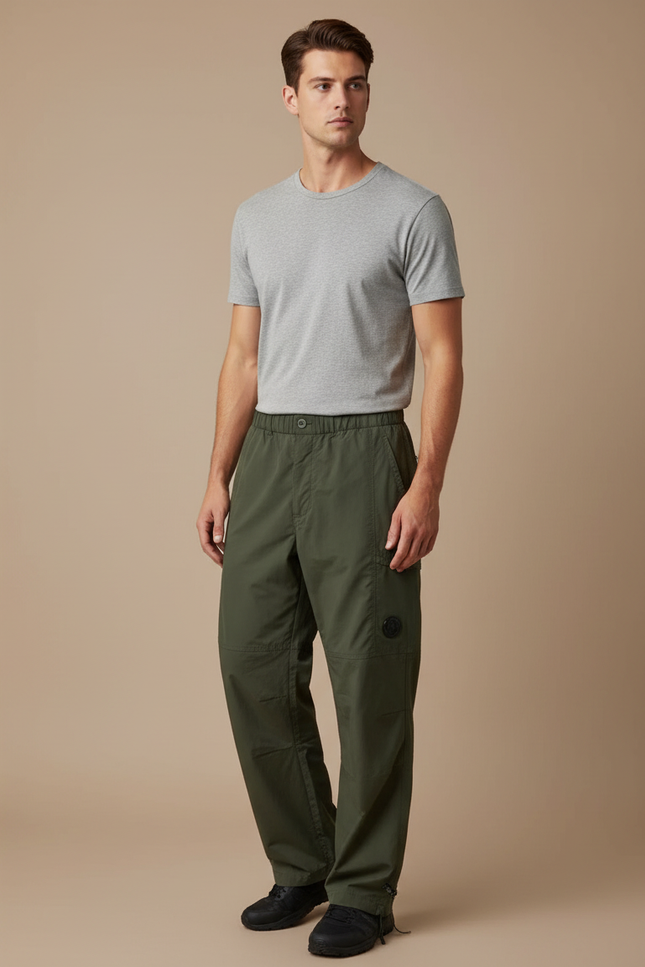 Pantalon Fluide Vert Kaki Cargo Sport Homme - Polyester