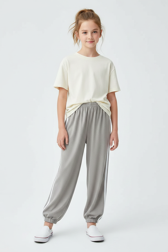 Pantalon Fluide Gris Ample Décontracté Sport Enfant - Molleton